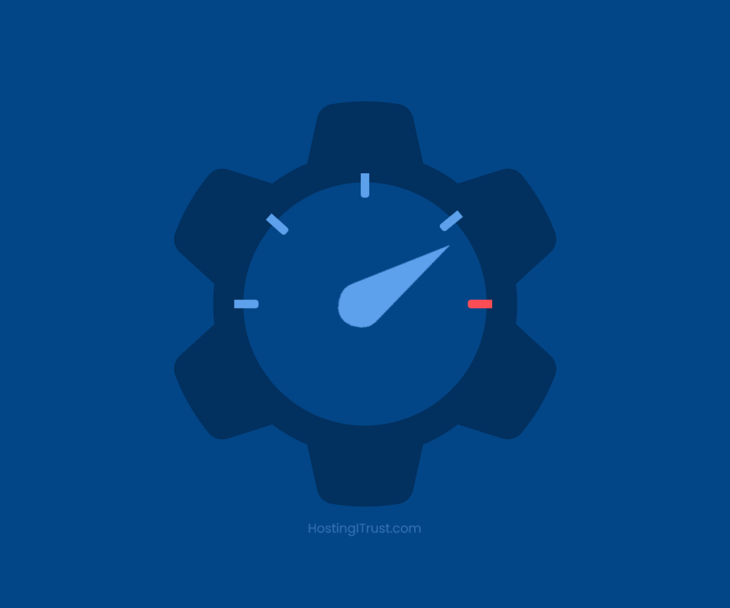 A speedometer set inside a cog wheel depicting speed optimization.